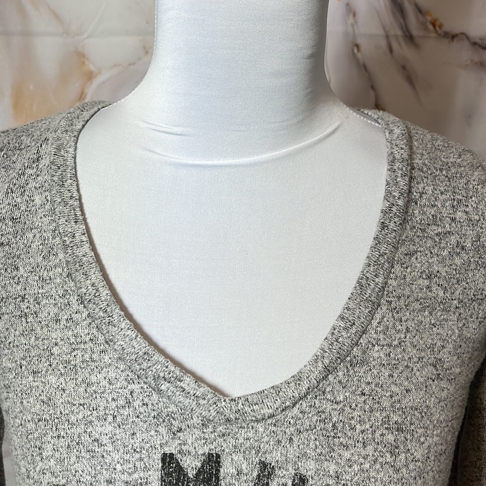 NWT Woodstock Retro Brand Long Sleeve Gray Marled Sweater No Music No Life Sz XS - Picture 2 of 12